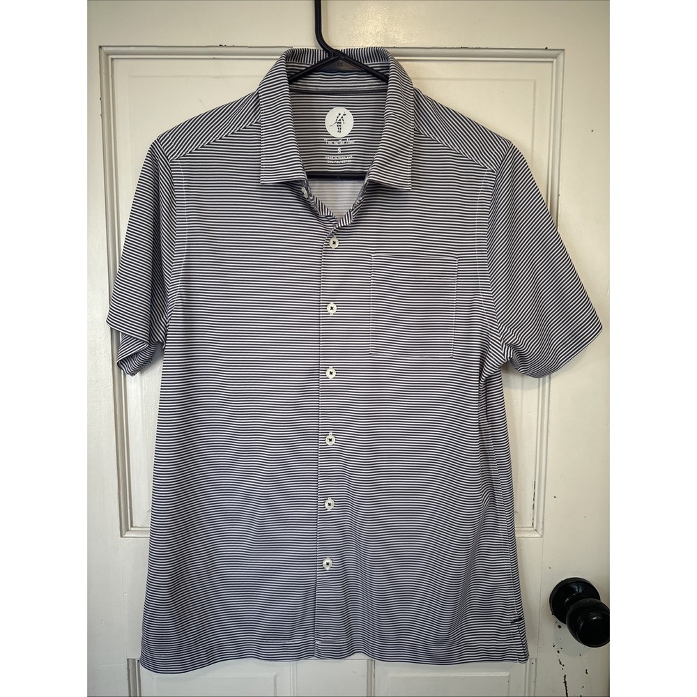Toes On The Nose Mens Size Small‎ Knit Myrtle Beach Performance Button-Up Blue